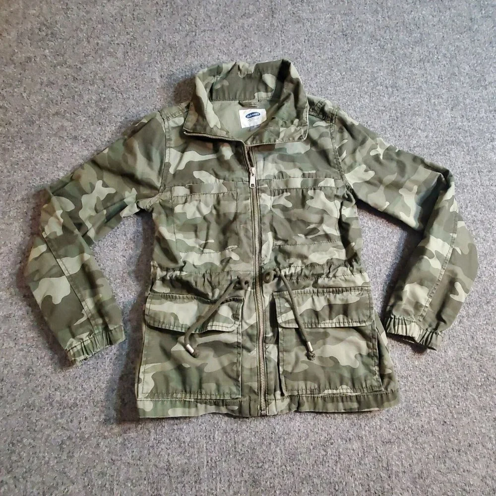 OLD NAVY Women’s Army Camo Flag Utility Full Zip Jacket Flap pockets Sz XS Small - Picture 2 of 13